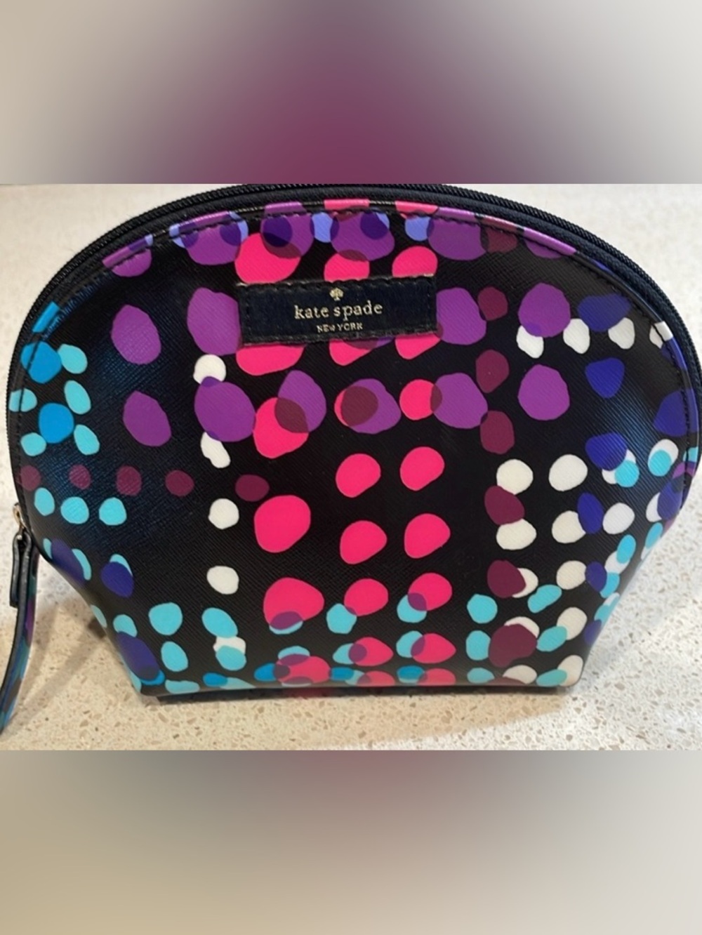 Kate Spade Cosmetics Bag with Colorful Dot Print NWOT 5 X 7